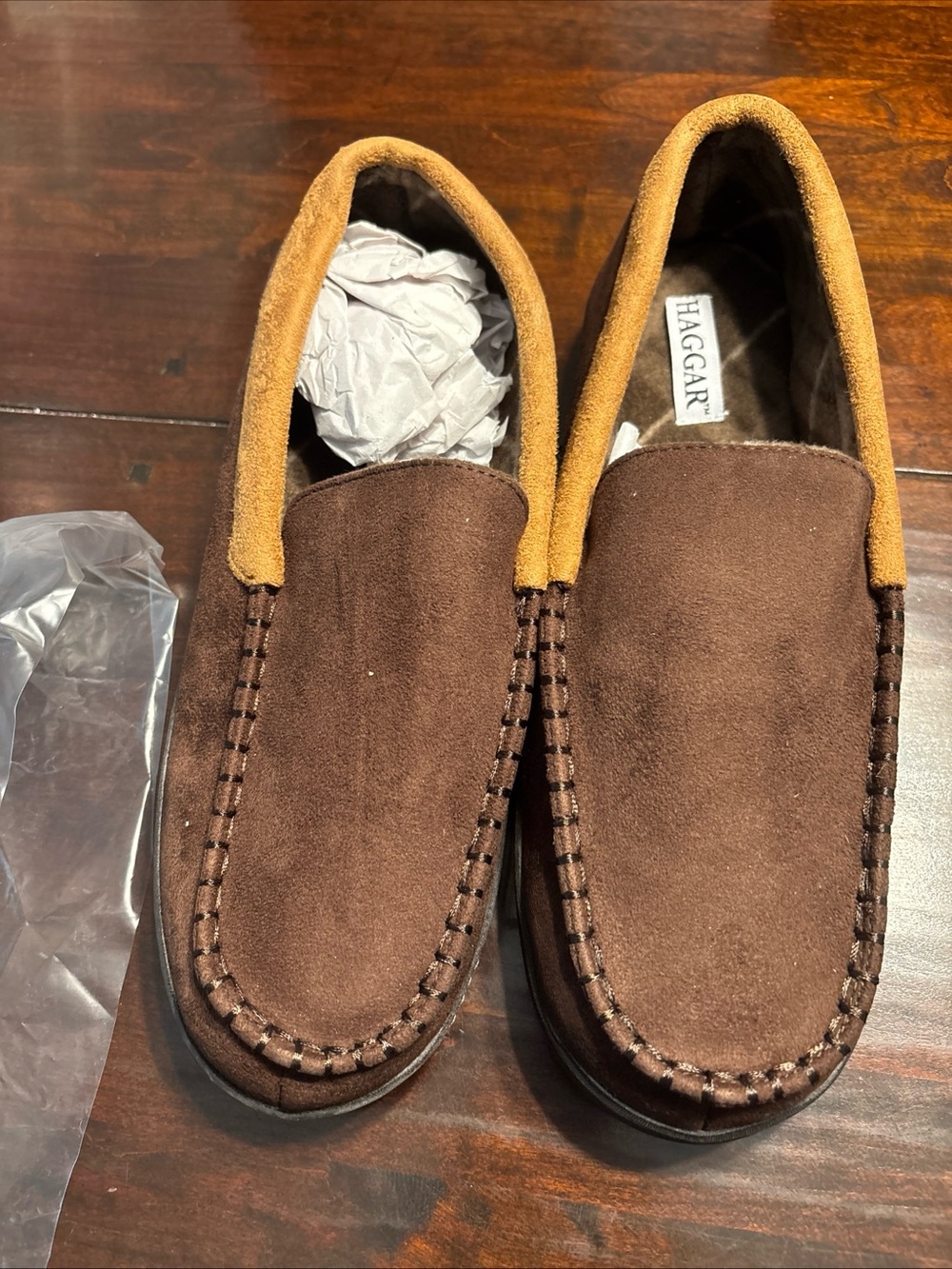 Haggar Men’s Brown Suede Slip-On Loafers size L (9.5-10.5)